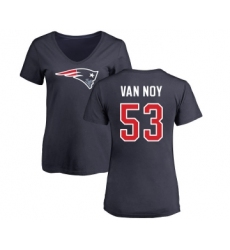 Football Women's New England Patriots #53 Kyle Van Noy Navy Blue Name & Number Logo Slim Fit T-Shirt