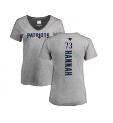 Football Women's New England Patriots #73 John Hannah Ash Backer V-Neck T-Shirt