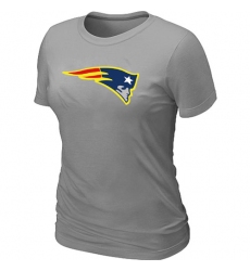 New England Patriots Women's Neon Logo Charcoal NFL T-Shirt - Grey