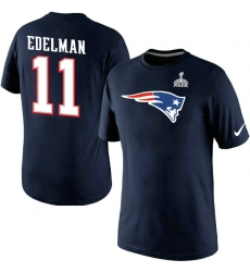 Nike New England Patriots #11 Julian Edelman Name & Number Super Bowl XLIX NFL T-Shirt - Navy Blue