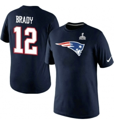 Nike New England Patriots #12 Tom Brady Name & Number Super Bowl XLIX NFL T-Shirt - Navy Blue