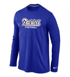 Nike New England Patriots Authentic Font Long Sleeve NFL T-Shirt - Blue