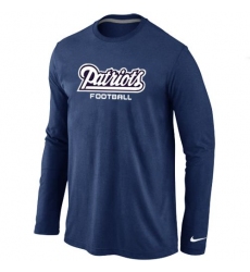 Nike New England Patriots Authentic Font Long Sleeve NFL T-Shirt - Dark Blue