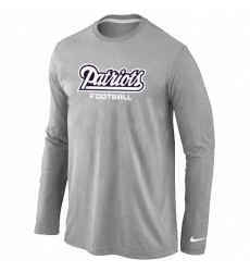 Nike New England Patriots Authentic Font Long Sleeve NFL T-Shirt - Grey