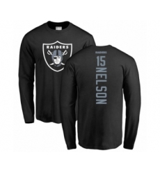 Football Oakland Raiders #15 J. Nelson Black Backer Long Sleeve T-Shirt