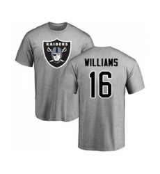 Football Oakland Raiders #16 Tyrell Williams Ash Name & Number Logo T-Shirt