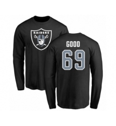 Football Oakland Raiders #69 Denzelle Good Black Name & Number Logo Long Sleeve T-Shirt