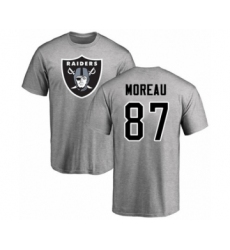 Football Oakland Raiders #87 Foster Moreau Ash Name & Number Logo T-Shirt