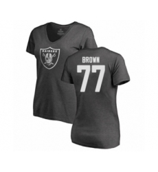 Football Women's Oakland Raiders #77 Trent Brown Ash One Color T-Shirt