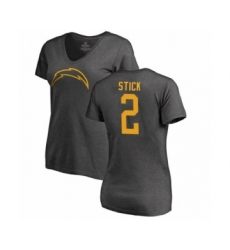 Football Women's Los Angeles Chargers #2 Easton Stick Ash One Color T-Shirt
