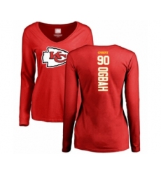 Football Women's Kansas City Chiefs #90 Emmanuel Ogbah Red Backer Slim Fit Long Sleeve T-Shirt
