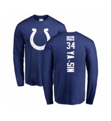 Football Indianapolis Colts #34 Rock Ya-Sin Royal Blue Backer Long Sleeve T-Shirt