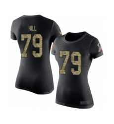 Football Women's Dallas Cowboys #79 Trysten Hill Black Camo Salute to Service T-Shirt