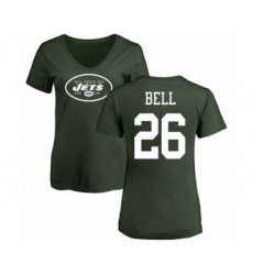 Football Women's New York Jets #26 Le'Veon Bell Green Name & Number Logo T-Shirt