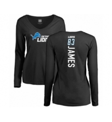 Football Women's Detroit Lions #83 Jesse James Black Backer Long Sleeve T-Shirt