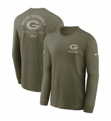 Men's Green Bay Packers Olive 2025 Salute to Service Sideline Long Sleeve T-Shirt