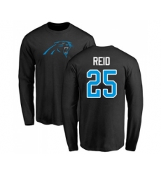 Football Carolina Panthers #25 Eric Reid Black Name & Number Logo Long Sleeve T-Shirt