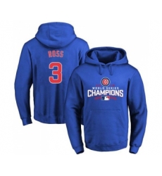 Cubs #3 David Ross Blue 2016 World Series Champions Pullover MLB Hoodie