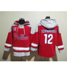 Men's Philadelphia Phillies #12 Kyle Schwarber Red Ageless Must-Have Lace-Up Pullover Hoodie