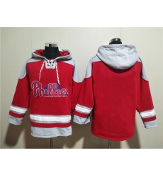 Men's Philadelphia Phillies Blank Red Ageless Must-Have Lace-Up Pullover Hoodie