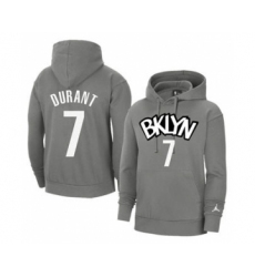 Men's Brooklyn Nets #7 Kevin Durant 2021 Grey Pullover Basketball Hoodie