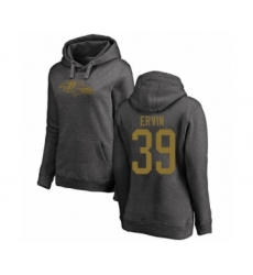 Football Women's Baltimore Ravens #39 Tyler Ervin Ash One Color Pullover Hoodie