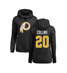 Football Women's Washington Redskins #20 Landon Collins Black Name & Number Logo Pullover Hoodie