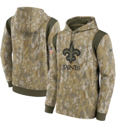 Men's New Orleans Saints Nike Camo 2021 Salute To Service Therma Performance Pullover Hoodi
