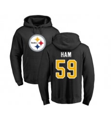 Football Pittsburgh Steelers #59 Jack Ham Black Name & Number Logo Pullover Hoodie