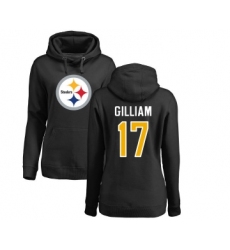 Football Women's Pittsburgh Steelers #17 Joe Gilliam Black Name & Number Logo Pullover Hoodie