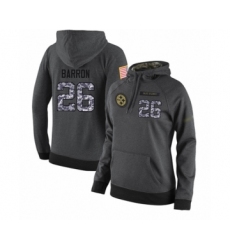 Football Women's Pittsburgh Steelers #26 Mark Barron Stitched Black Anthracite Salute to Service Player Performance Hoodie