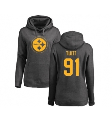 Football Women's Pittsburgh Steelers #91 Stephon Tuitt Ash One Color Pullover Hoodie