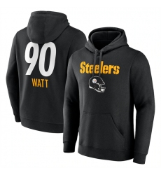 Men's Pittsburgh Steelers #90 T.J. Watt Black Team Wordmark Player Name & Number Pullover Hoodie