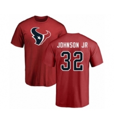 Football Houston Texans #32 Lonnie Johnson Red Name & Number Logo T-Shirt