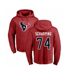 Football Houston Texans #74 Max Scharping Red Name & Number Logo Pullover Hoodie