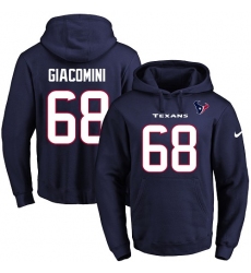 NFL Men's Nike Houston Texans #68 Breno Giacomini Navy Blue Name & Number Pullover Hoodie