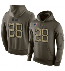 NFL Nike Houston Texans #28 Alfred Blue Green Salute To Service Men's Pullover Hoodie