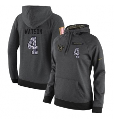 NFL Women's Nike Houston Texans #4 Deshaun Watson Stitched Black Anthracite Salute to Service Player Performance Hoodie