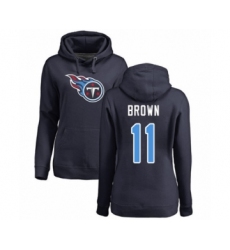 Football Women's Tennessee Titans #11 A.J. Brown Navy Blue Name & Number Logo Pullover Hoodie