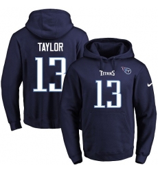 NFL Men's Nike Tennessee Titans #13 Taywan Taylor Navy Blue Name & Number Pullover Hoodie