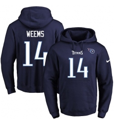 NFL Men's Nike Tennessee Titans #14 Eric Weems Navy Blue Name & Number Pullover Hoodie