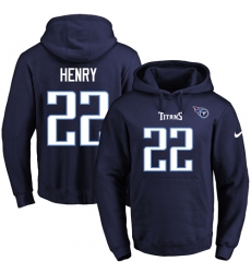 NFL Men's Nike Tennessee Titans #22 Derrick Henry Navy Blue Name & Number Pullover Hoodie