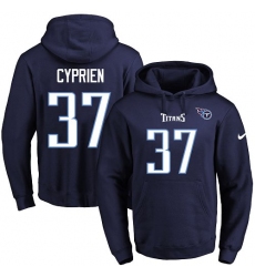 NFL Men's Nike Tennessee Titans #37 Johnathan Cyprien Navy Blue Name & Number Pullover Hoodie