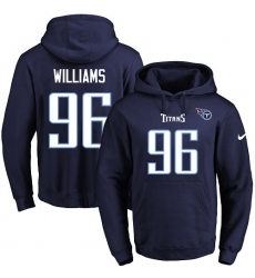 NFL Men's Nike Tennessee Titans #96 Sylvester Williams Navy Blue Name & Number Pullover Hoodie