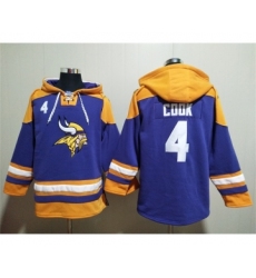 Men's Minnesota Vikings #4 Dalvin Cook Purple Yellow Ageless Must-Have Lace-Up Pullover Hoodie