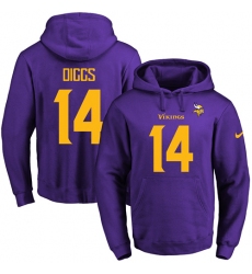 NFL Men's Nike Minnesota Vikings #14 Stefon Diggs Purple(Gold No.) Name & Number Pullover Hoodie