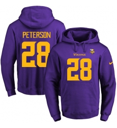 NFL Men's Nike Minnesota Vikings #28 Adrian Peterson Purple(Gold No.) Name & Number Pullover Hoodie