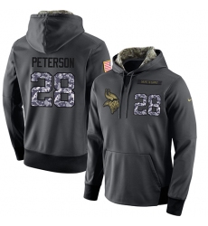 NFL Men's Nike Minnesota Vikings #28 Adrian Peterson Stitched Black Anthracite Salute to Service Player Performance Hoodie