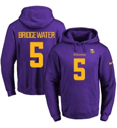 NFL Men's Nike Minnesota Vikings #5 Teddy Bridgewater Purple(Gold No.) Name & Number Pullover Hoodie