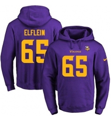 NFL Men's Nike Minnesota Vikings #65 Pat Elflein Purple(Gold No.) Name & Number Pullover Hoodie